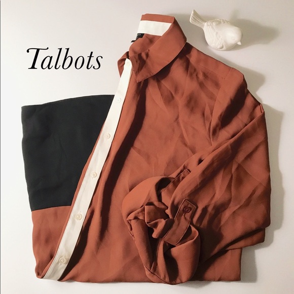 NWOT size 1X brown and black silk Talbots tunic - Picture 1 of 4